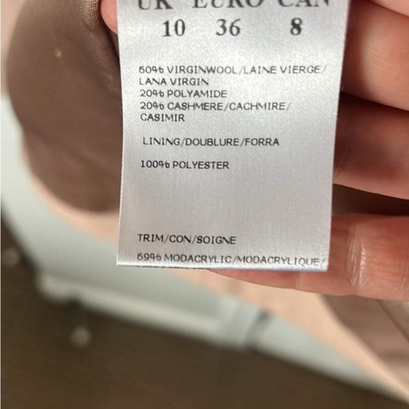 Jaques Vert Wool Cashmere Blush Pink Coat - size 8 fits Medium to Large - Picture 3 of 3